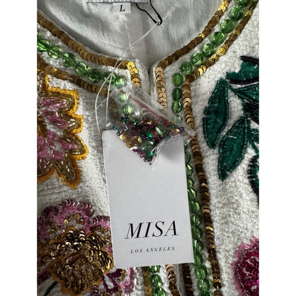MISA Los Angeles Embellished Floral Cropped Jacket Women's Size‎ L - Picture 9 of 13
